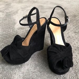 Black suede wedges